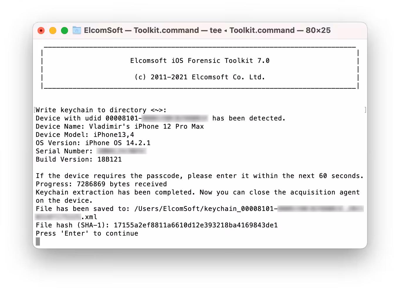ElcomSoft iOS Forensic Toolkit ElcomSoft iOS Forensic Toolkit